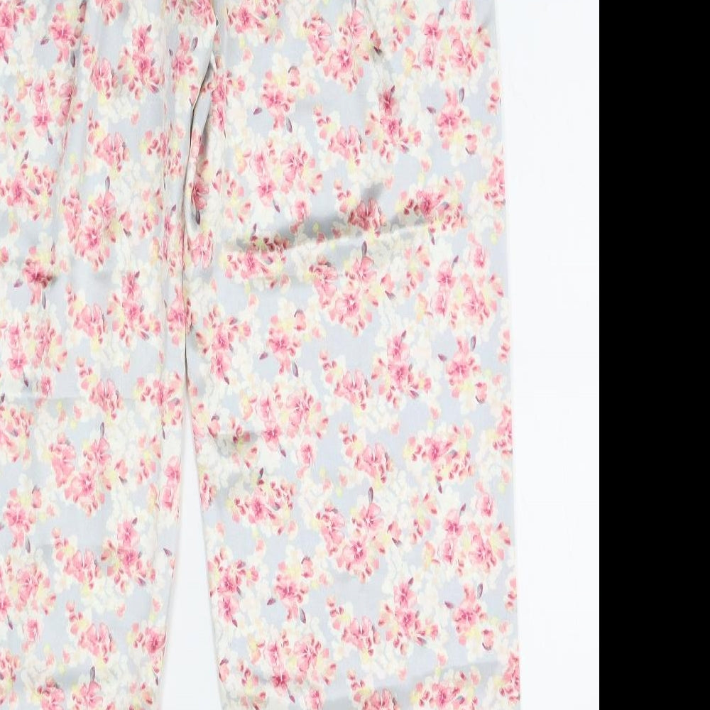 M&S Womens Silver Floral   Lounge Pants Size 14  - silk feel