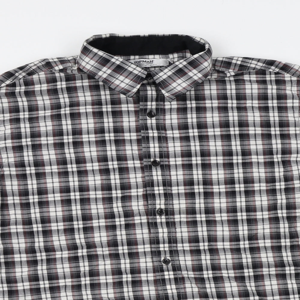 Topman Mens Grey Plaid   Button-Up Size S