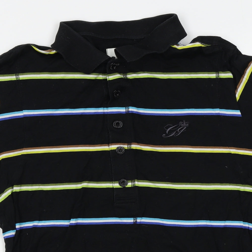 Gio-Goi Mens Black Striped   Polo Size S
