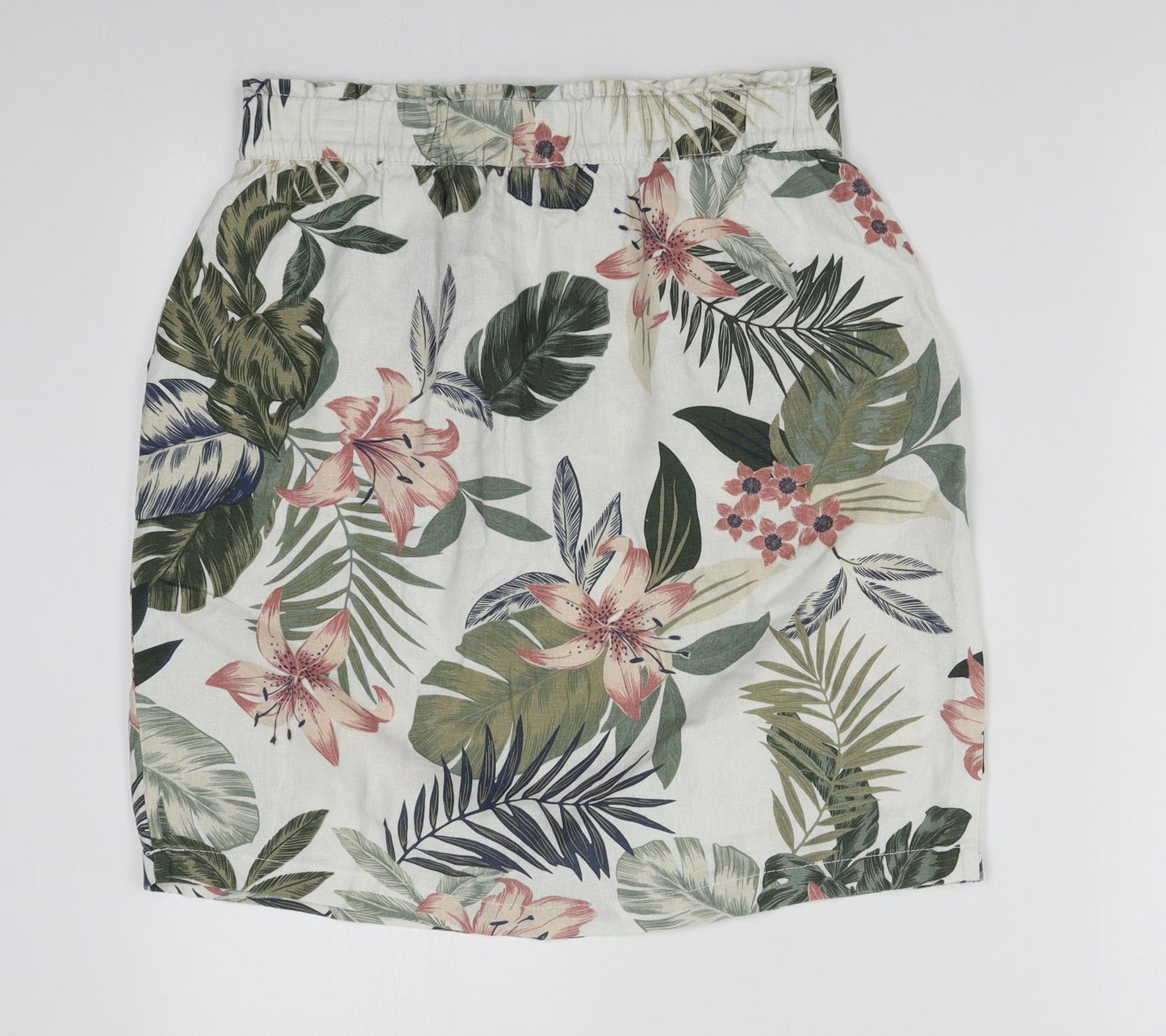 Peacocks Womens White Floral  A-Line Skirt Size 8