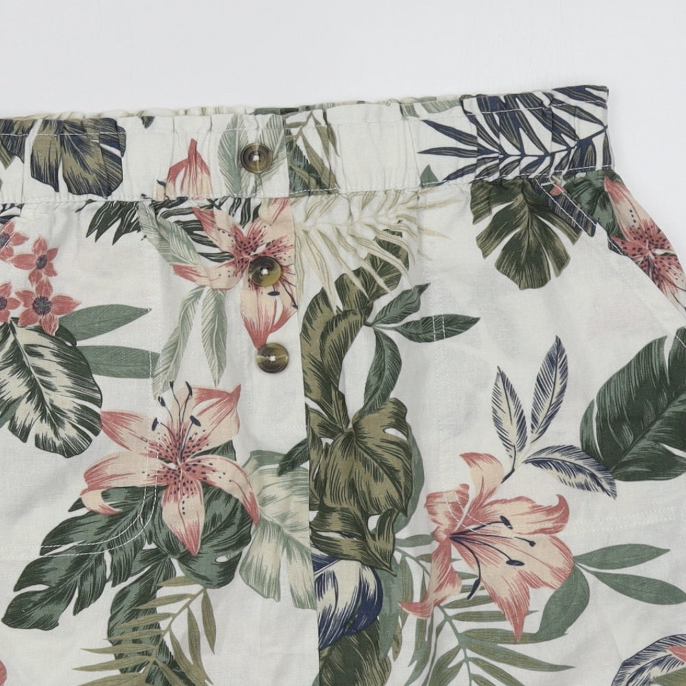 Peacocks Womens White Floral  A-Line Skirt Size 8
