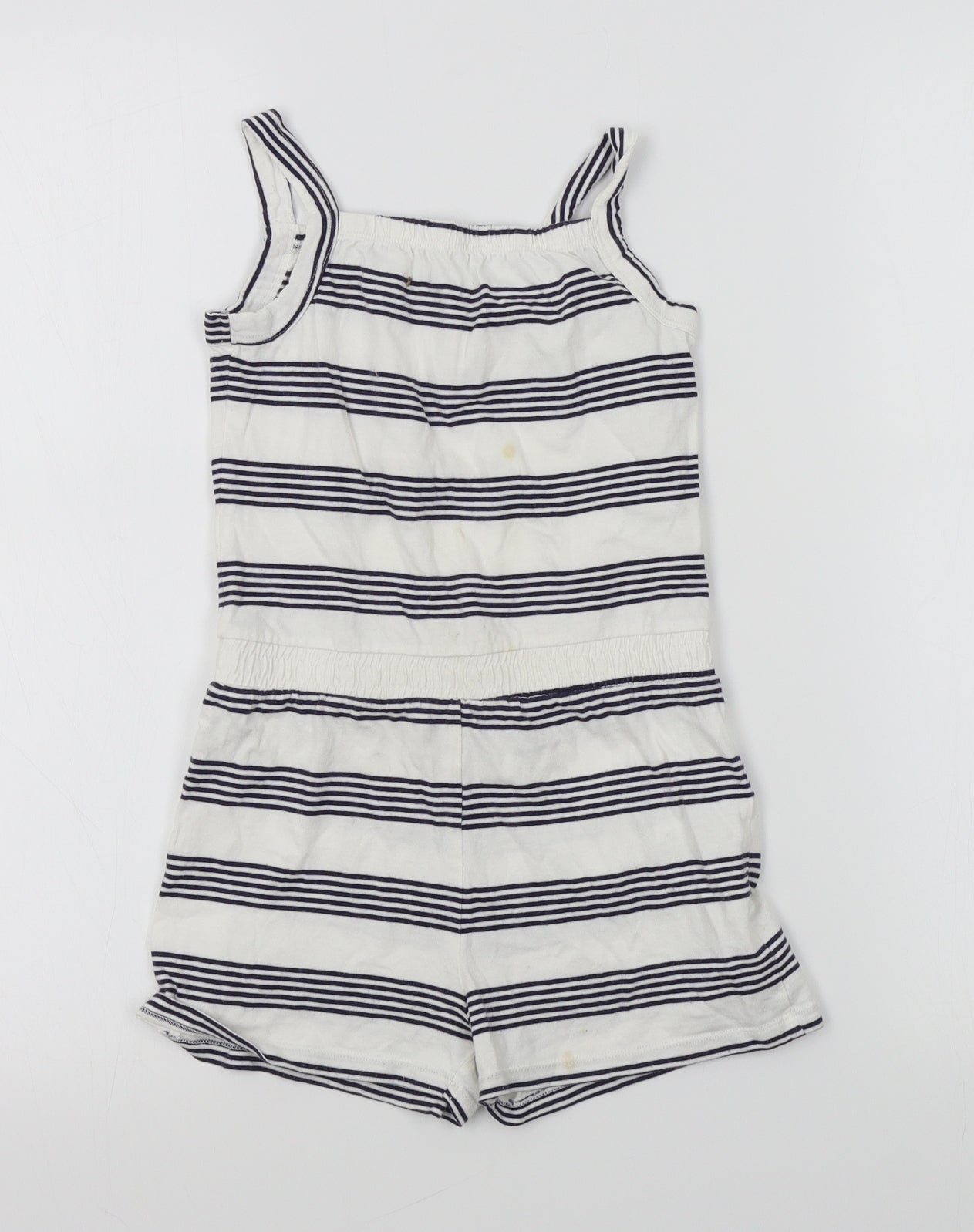Nutmeg Girls White Striped  Romper One-Piece Size 6-7 Years