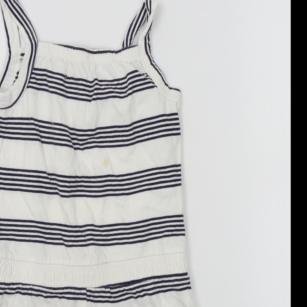 Nutmeg Girls White Striped  Romper One-Piece Size 6-7 Years