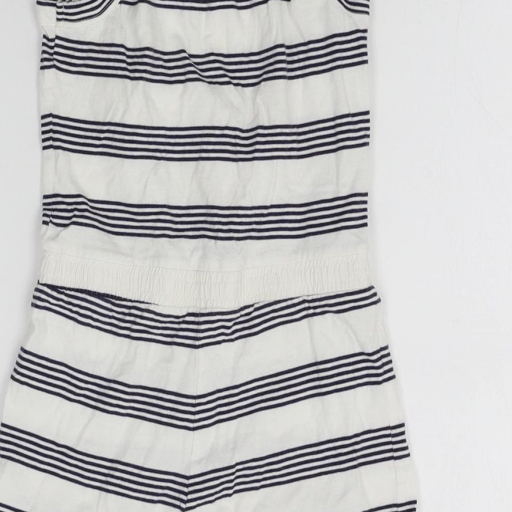 Nutmeg Girls White Striped  Romper One-Piece Size 6-7 Years