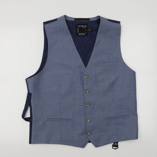 Topman Mens Blue   Jacket Suit Waistcoat Size 46