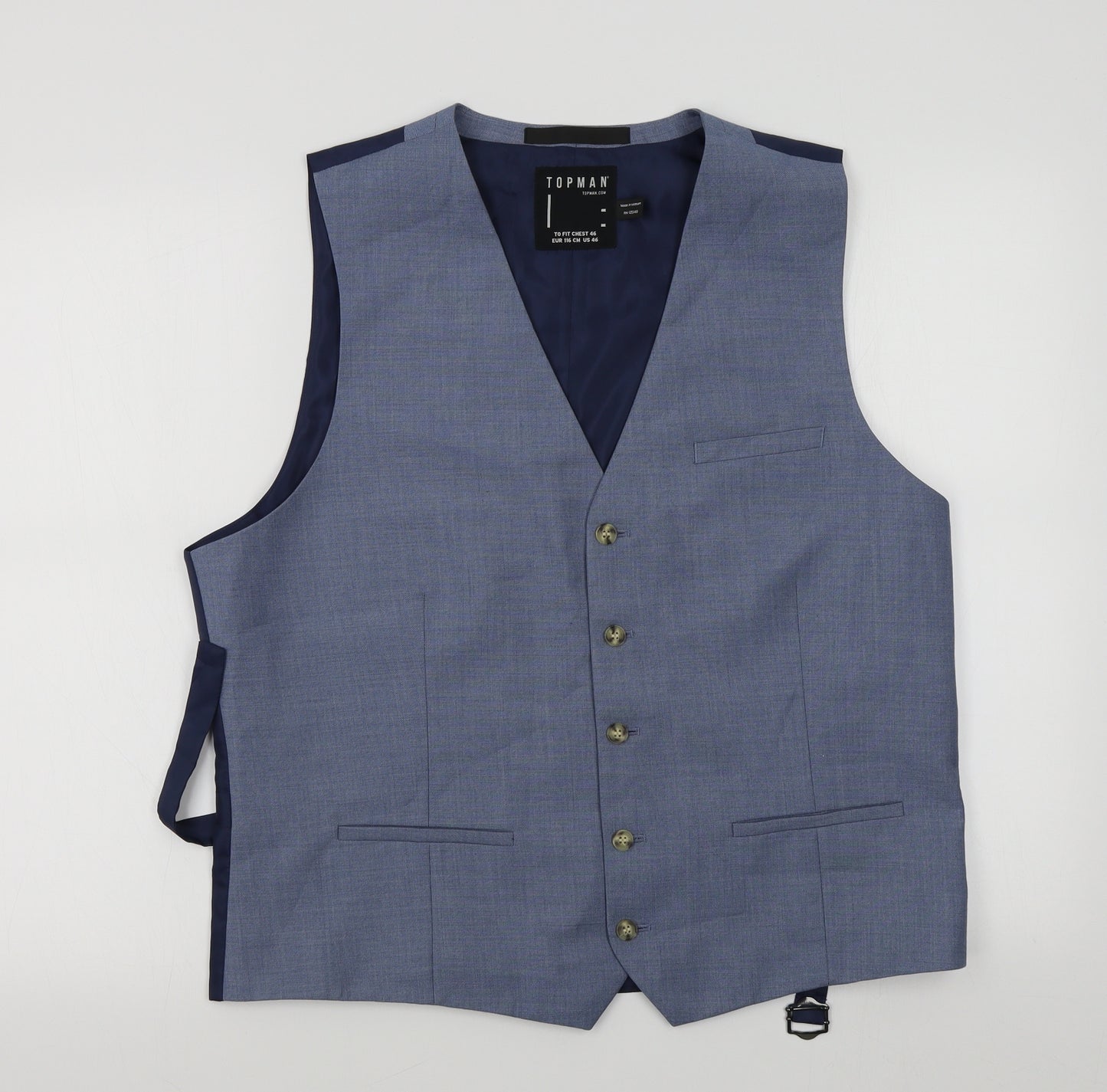 Topman Mens Blue   Jacket Suit Waistcoat Size 46