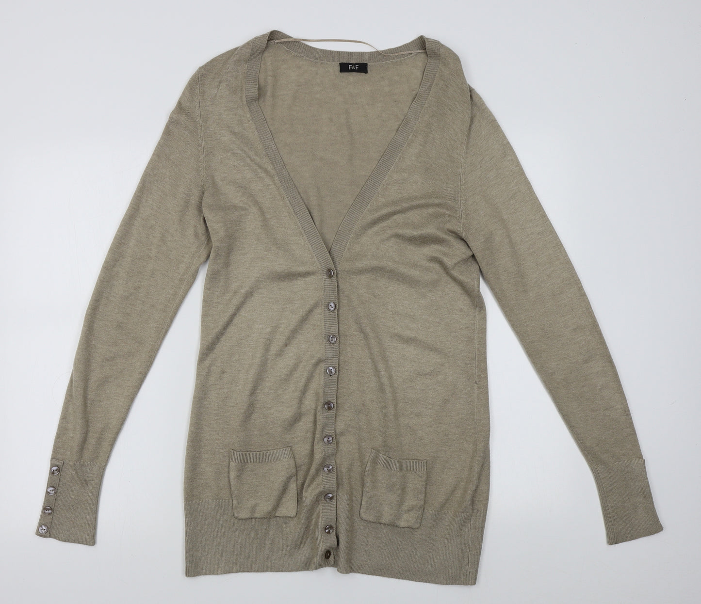 F&F Womens Beige   Cardigan Jumper Size 12