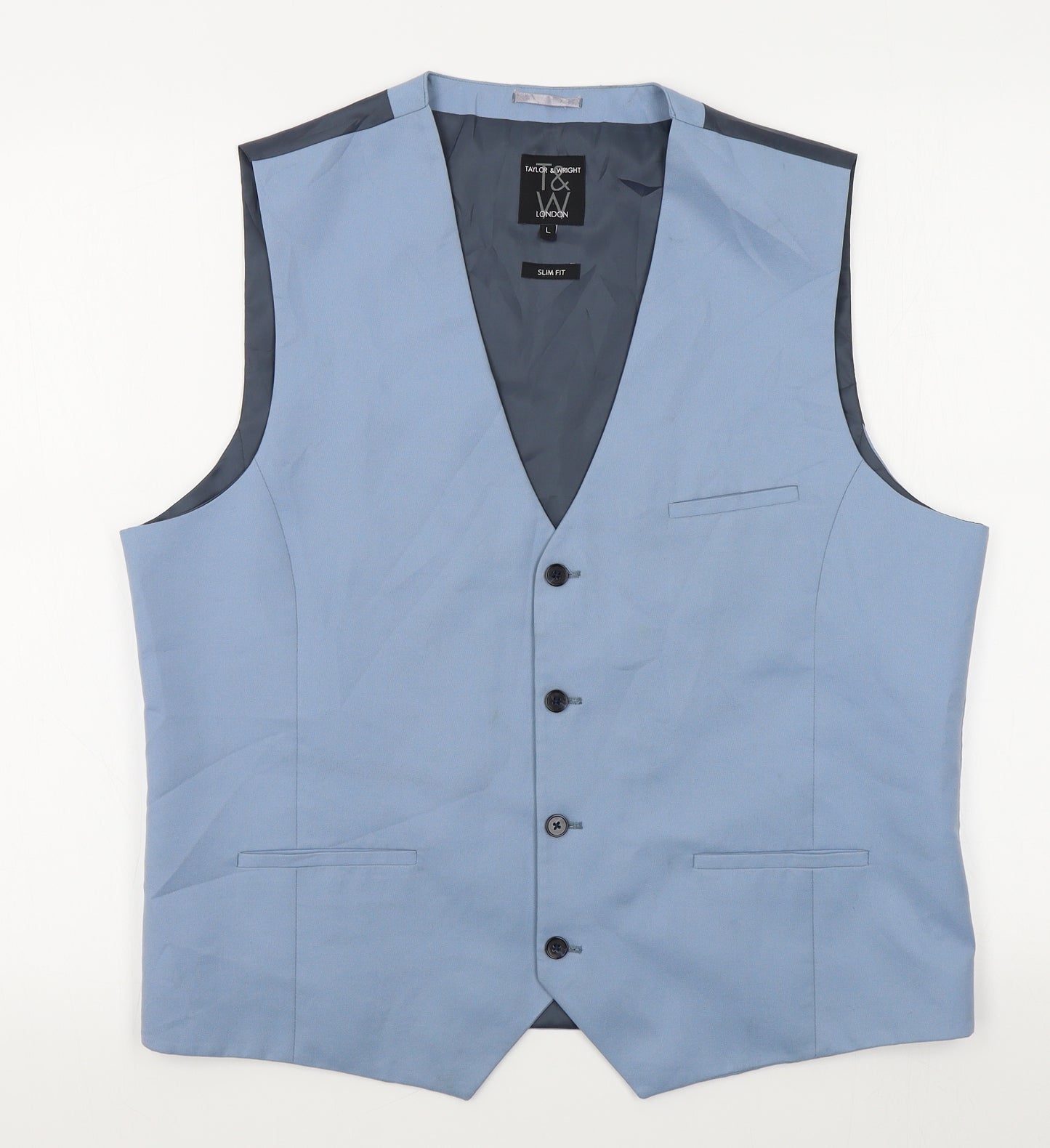 Matalan Mens Blue   Jacket Suit Waistcoat Size L