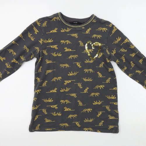 George Girls Grey Animal Print  Pullover Jumper Size 10-11 Years