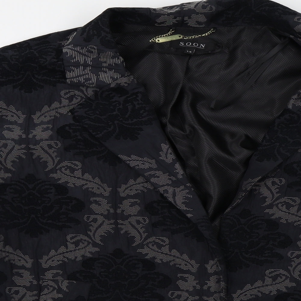 Soon Womens Black Floral  Jacket Blazer Size 14