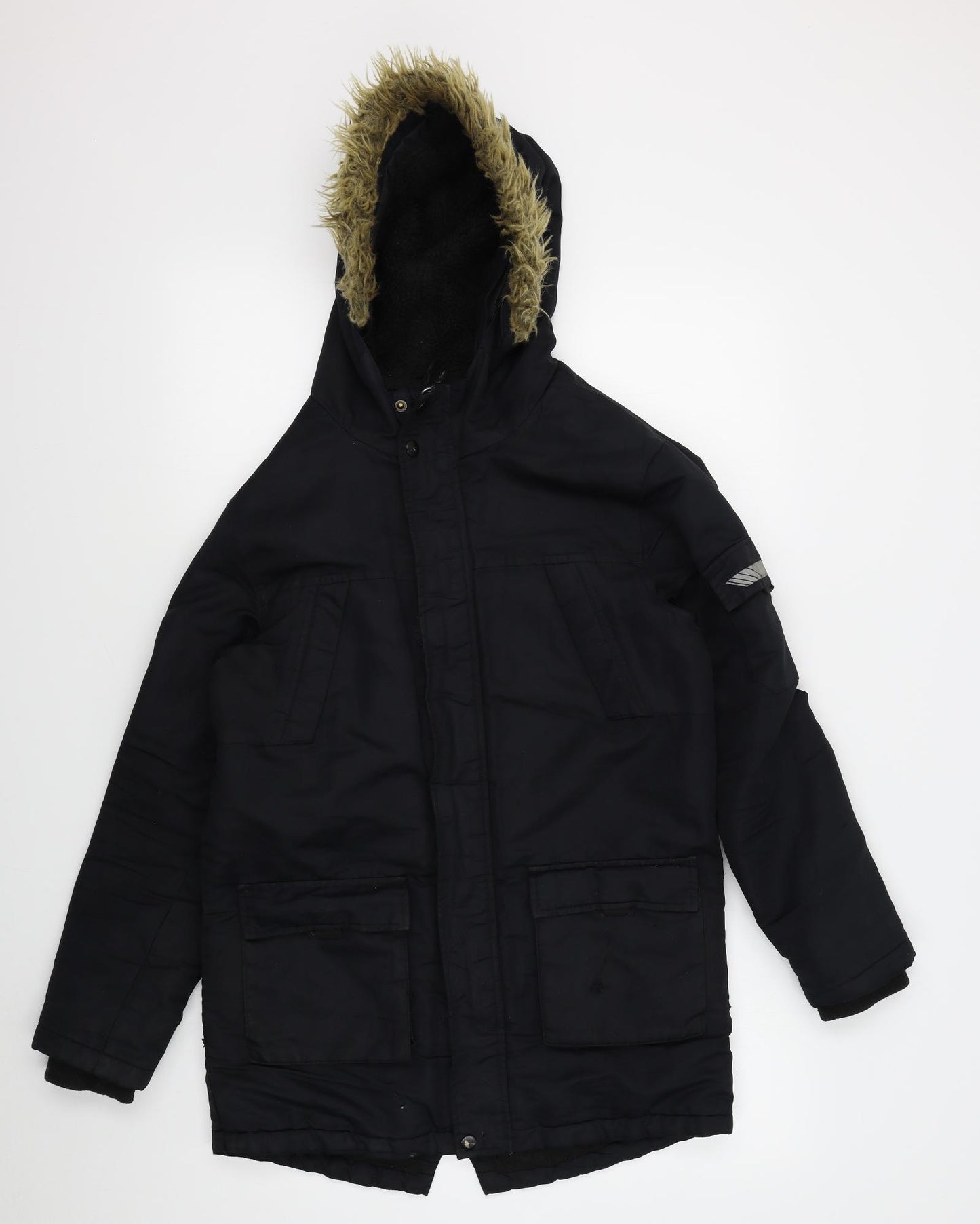 Primark Boys Black   Parka Coat Size 12-13 Years