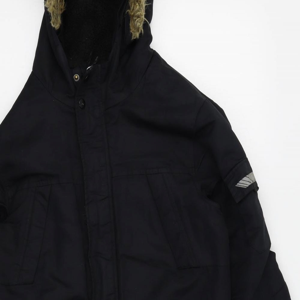 Primark Boys Black   Parka Coat Size 12-13 Years