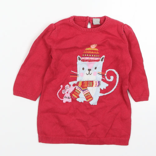 TU Baby Red   Pullover Jumper Size 3-6 Months  - Cat and Mouse