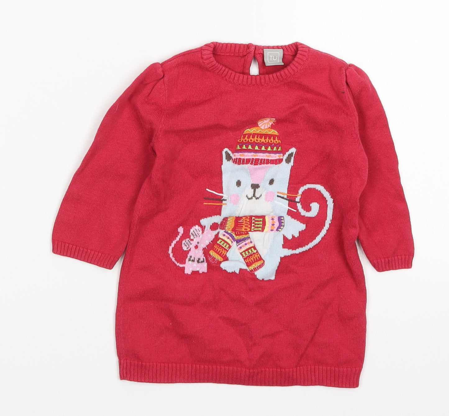 TU Baby Red   Pullover Jumper Size 3-6 Months  - Cat and Mouse