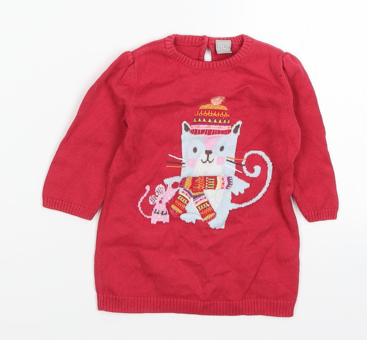 TU Baby Red   Pullover Jumper Size 3-6 Months  - Cat and Mouse