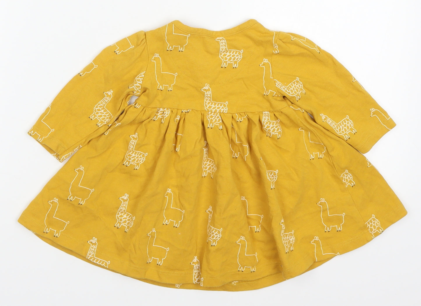 Marks and Spencer Girls Yellow   Skater Dress  Size 3-6 Months  - Llamas and Alpacas