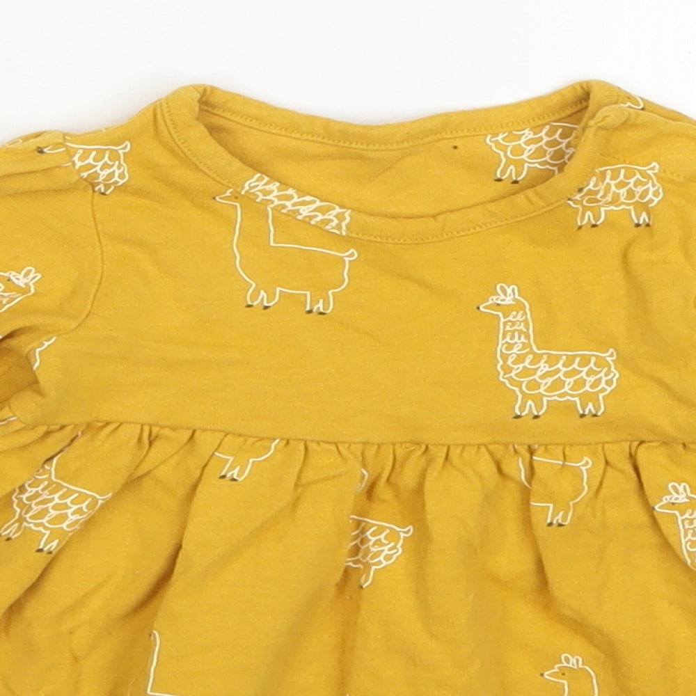 Marks and Spencer Girls Yellow   Skater Dress  Size 3-6 Months  - Llamas and Alpacas