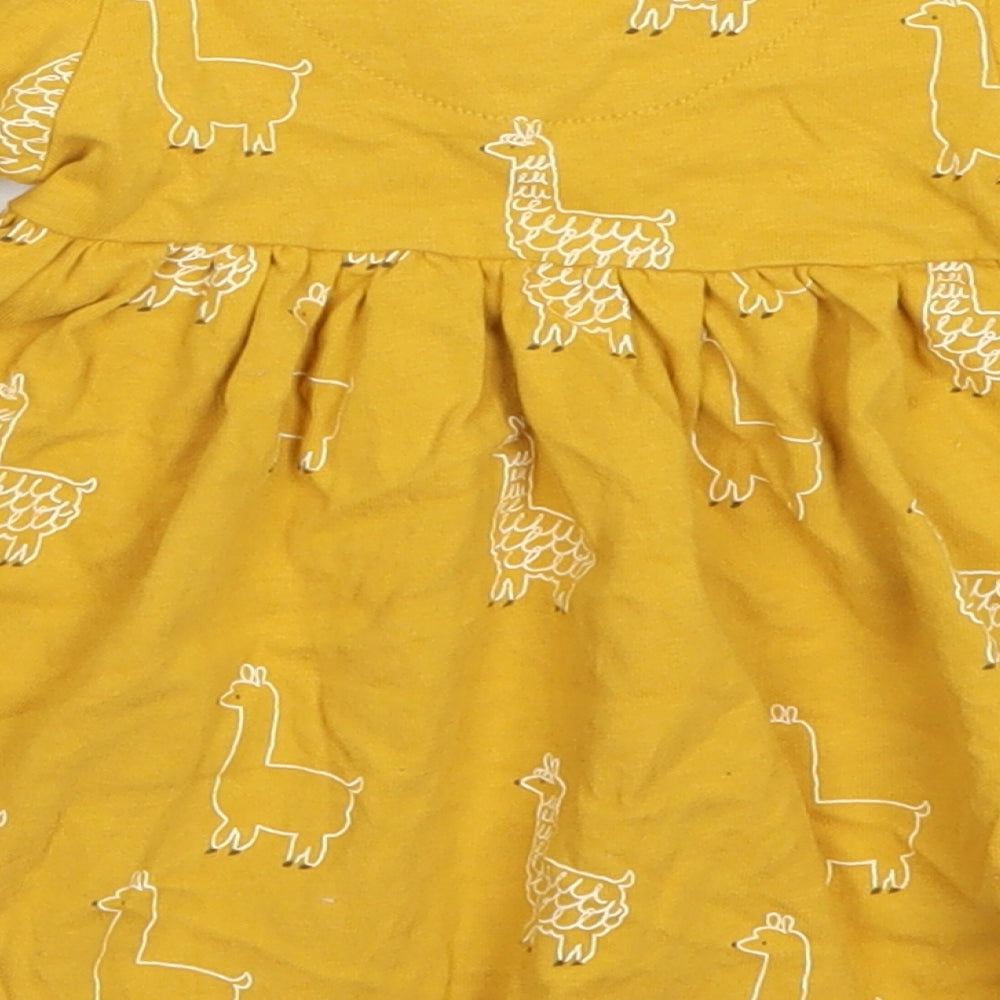 Marks and Spencer Girls Yellow   Skater Dress  Size 3-6 Months  - Llamas and Alpacas