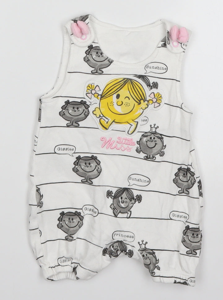 Preworn Girls White Spotted Romper One-Piece Size 3-6 Months - Little Miss Sunshine