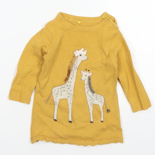 TU Girls Yellow   Pullover Jumper Size 3-6 Months  - Giraffes
