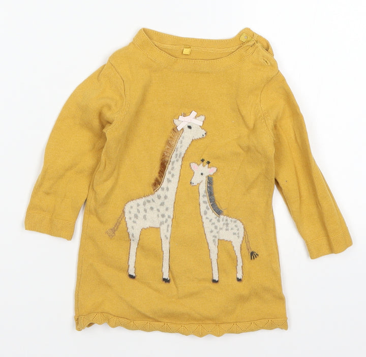 TU Girls Yellow Pullover Jumper Size 3-6 Months - Giraffes