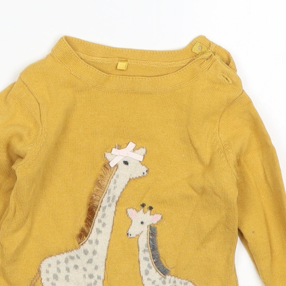 TU Girls Yellow   Pullover Jumper Size 3-6 Months  - Giraffes