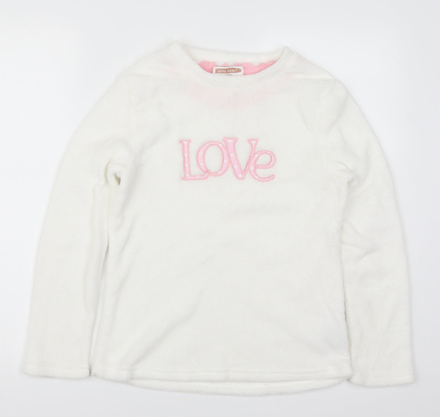 Preworn Womens White Solid  Top Pyjama Top Size 8  - Love