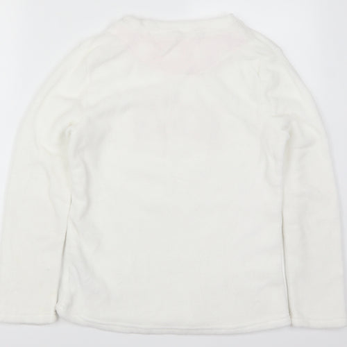 Preworn Womens White Solid  Top Pyjama Top Size 8  - Love