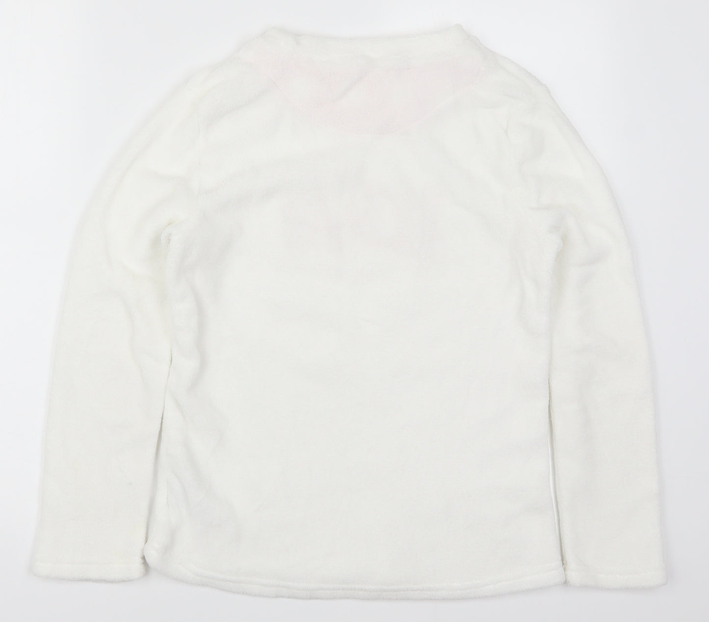 Preworn Womens White Solid  Top Pyjama Top Size 8  - Love