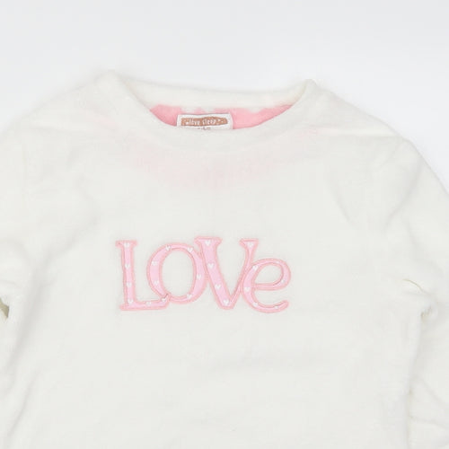 Preworn Womens White Solid  Top Pyjama Top Size 8  - Love