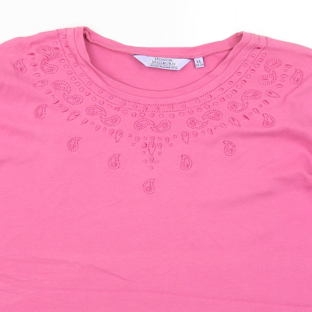 Honor Millburn Womens Pink   Basic T-Shirt Size 22