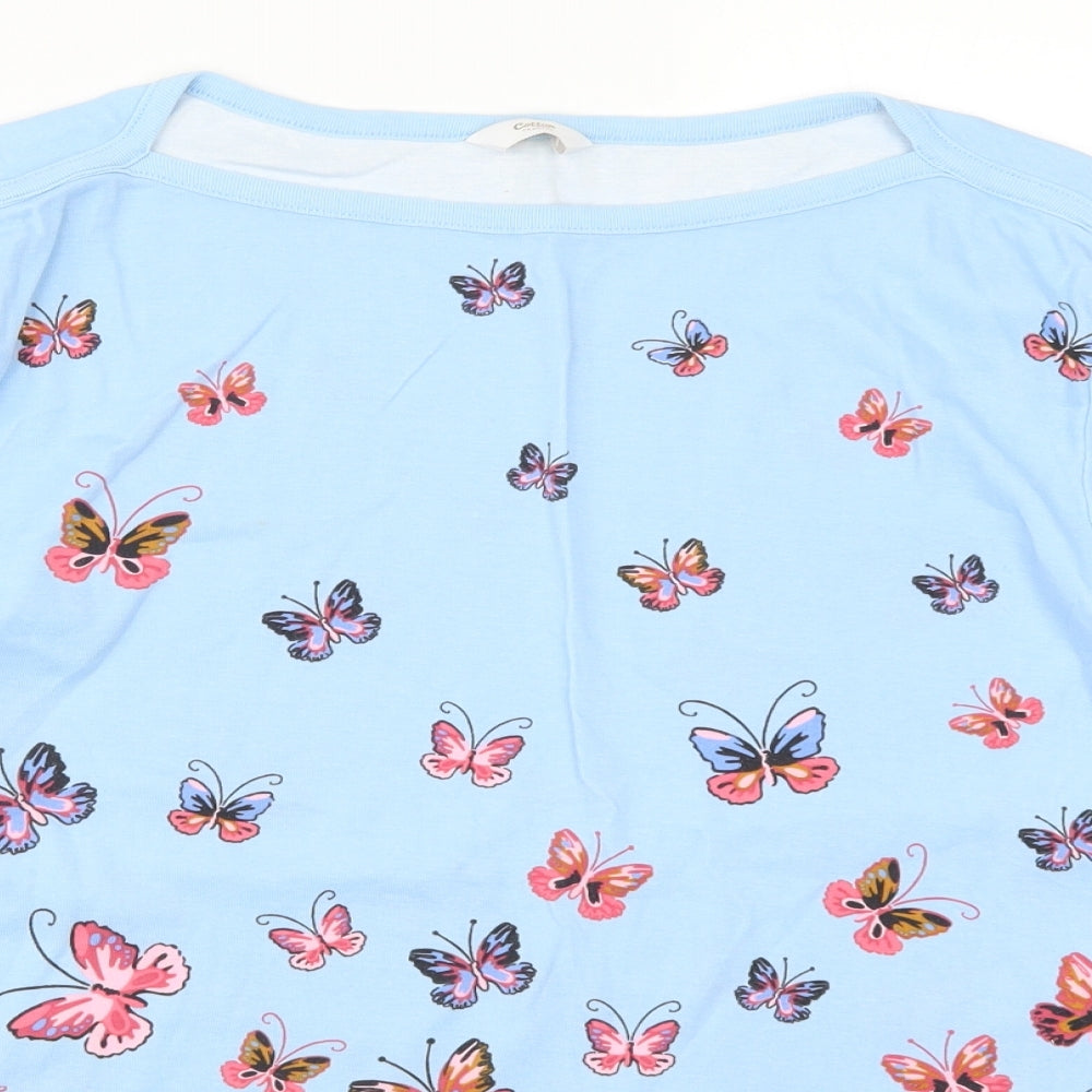 Cotton Traders Womens Blue   Basic T-Shirt Size 26  - Butterflies