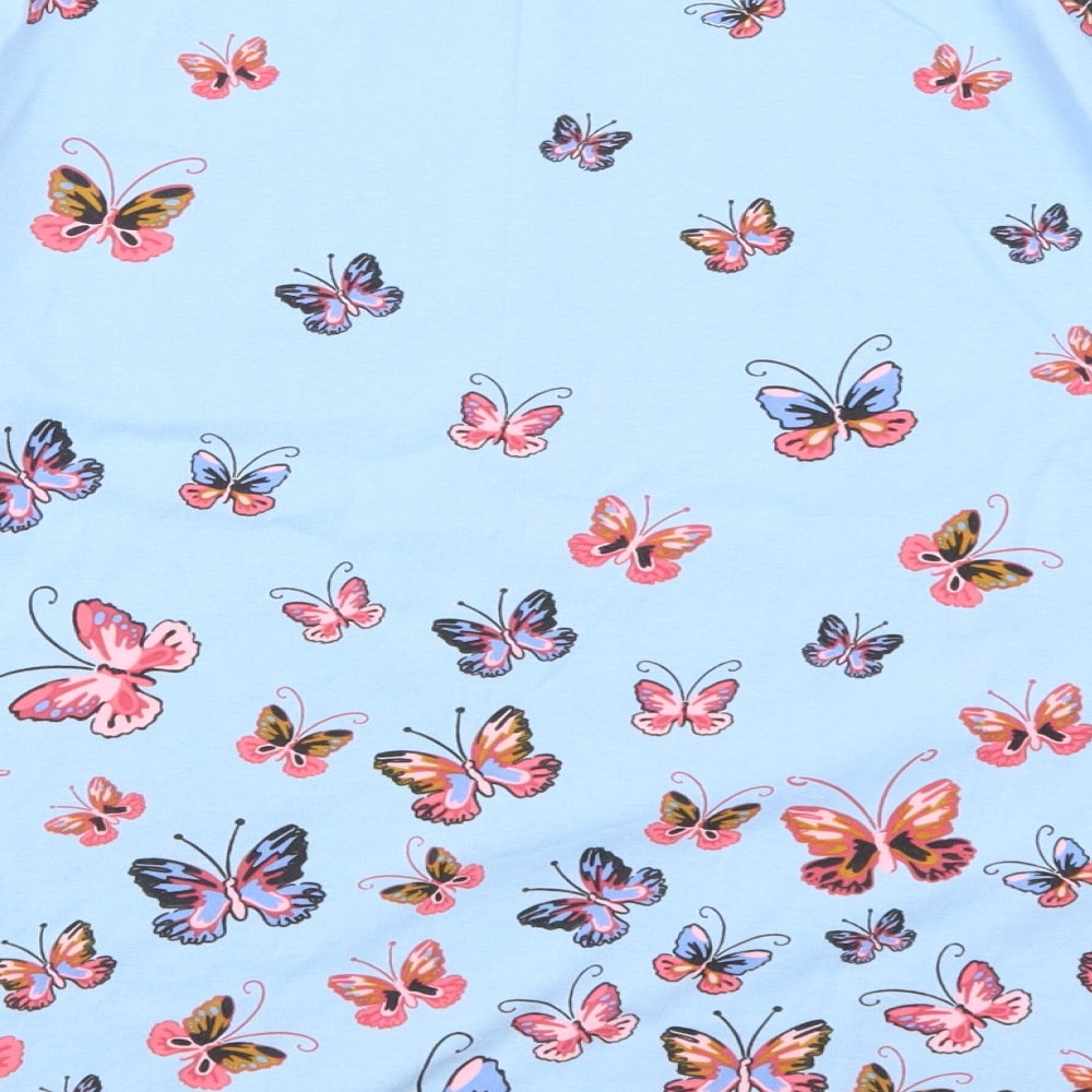 Cotton Traders Womens Blue   Basic T-Shirt Size 26  - Butterflies
