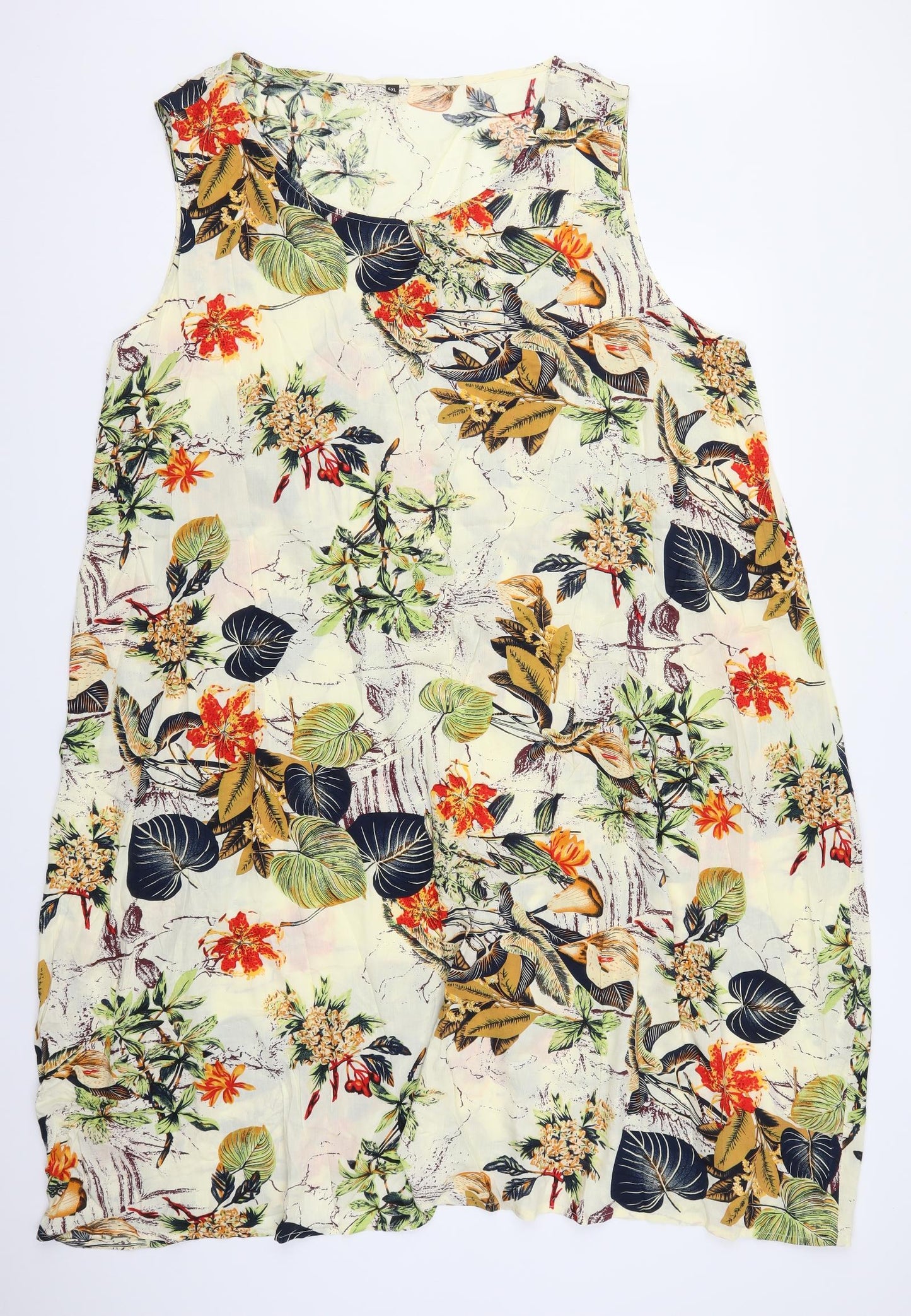 Preworn Womens Beige Floral  Tank Dress  One Size