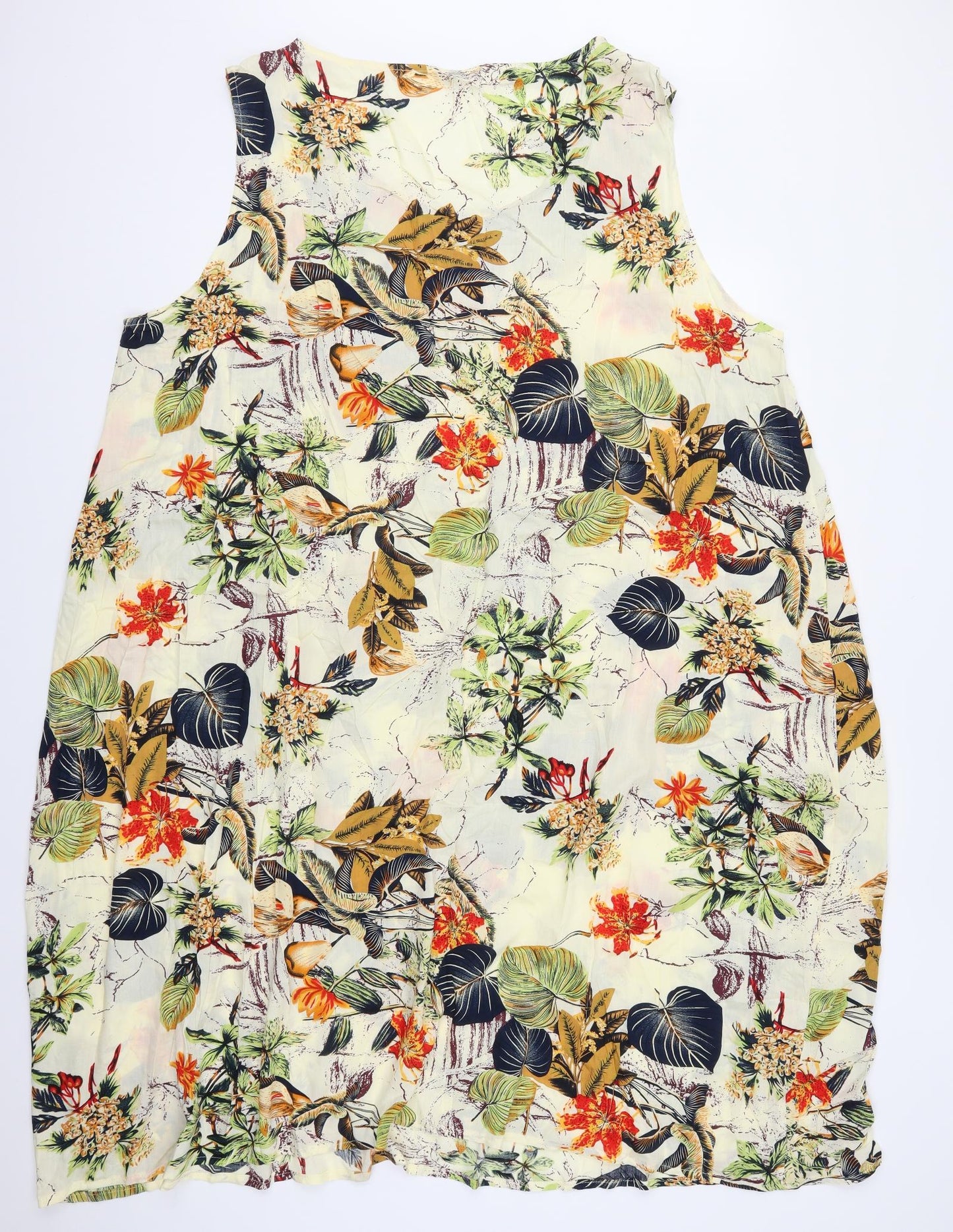 Preworn Womens Beige Floral  Tank Dress  One Size