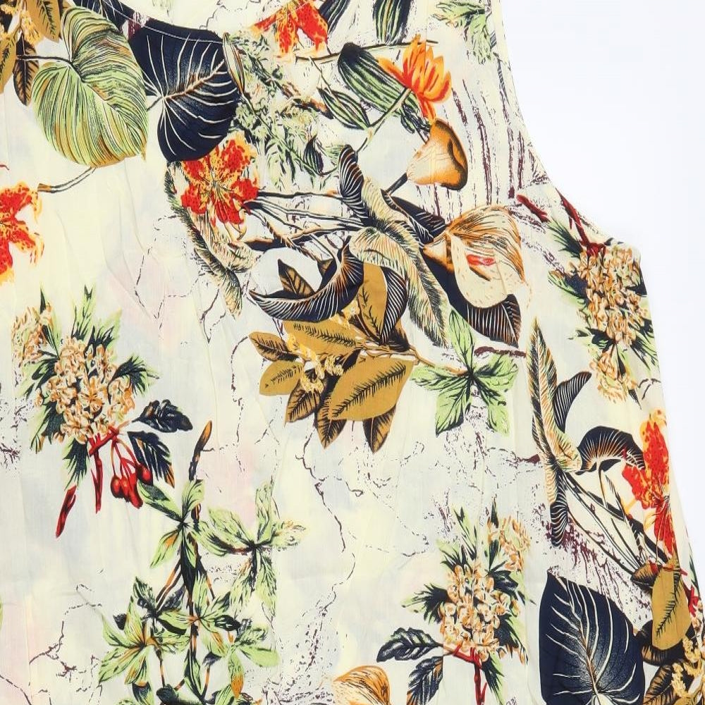 Preworn Womens Beige Floral  Tank Dress  One Size