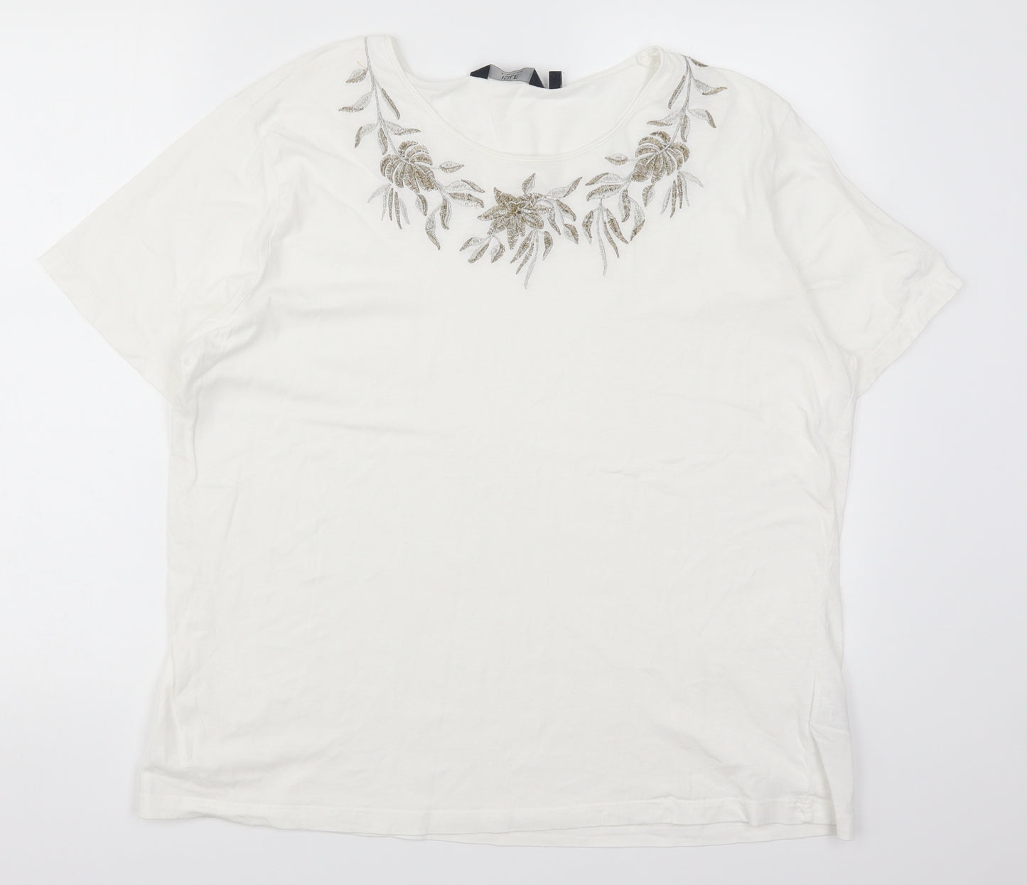 Isle Womens White   Basic T-Shirt Size 22  - Leaves
