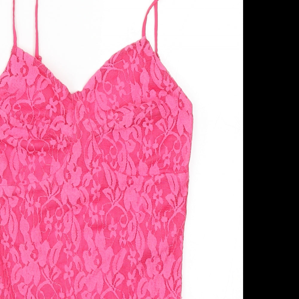 Miss Selfridge Womens Pink   Bodysuit One-Piece Size 8