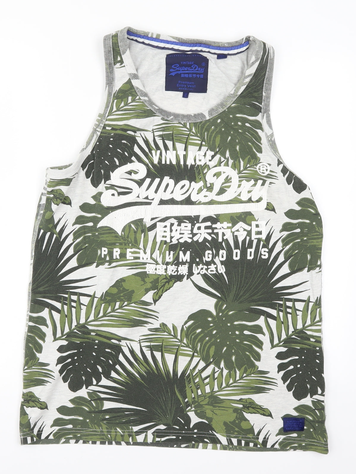 Superdry Mens Green    T-Shirt Size L  - Leaf Print