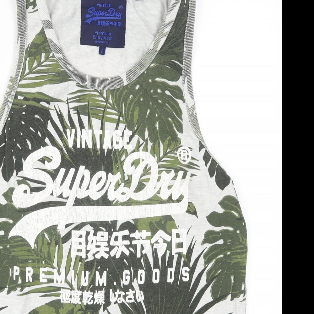 Superdry Mens Green    T-Shirt Size L  - Leaf Print