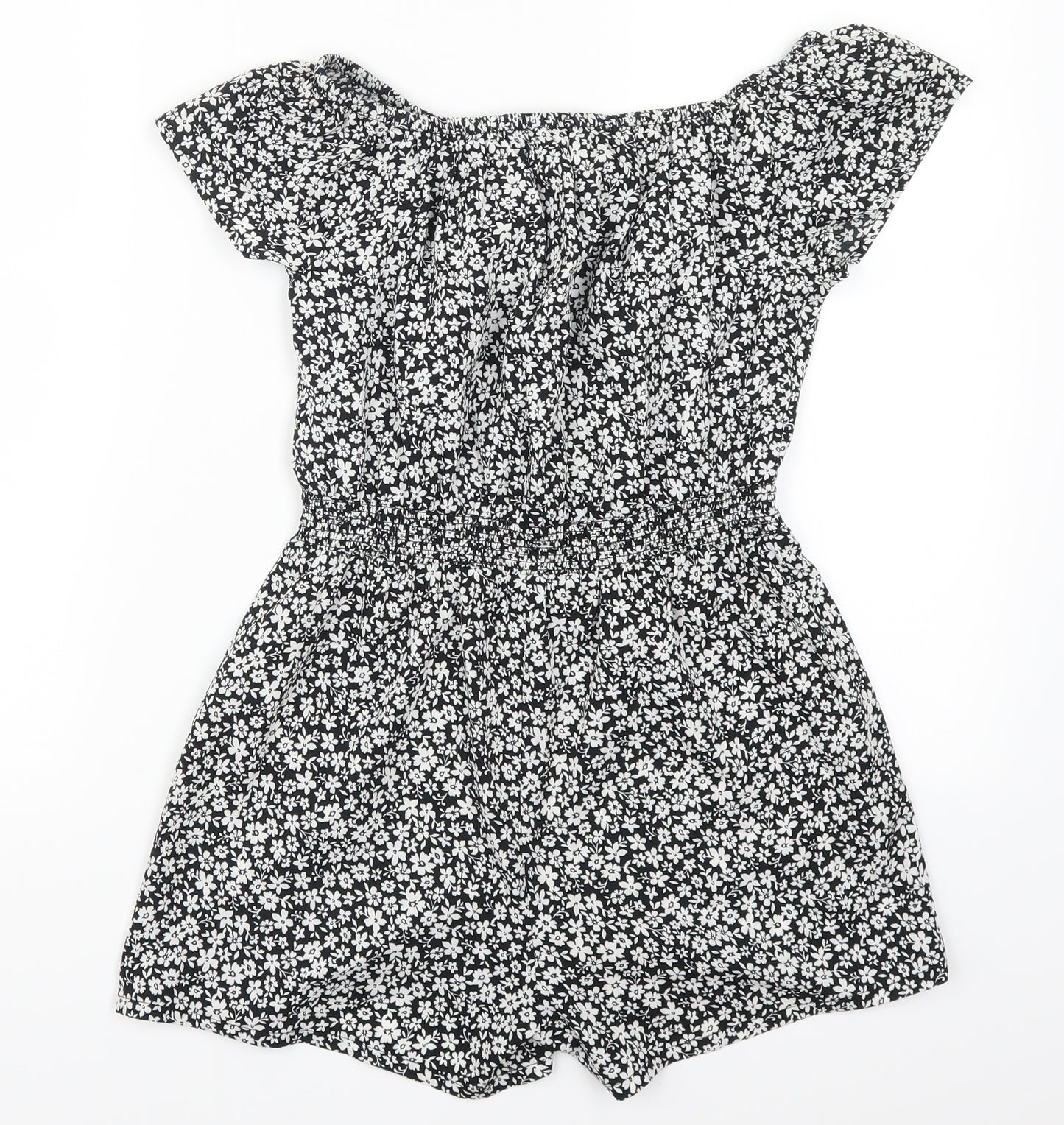 New Look Girls Black Floral  Playsuit One-Piece Size 11 Years