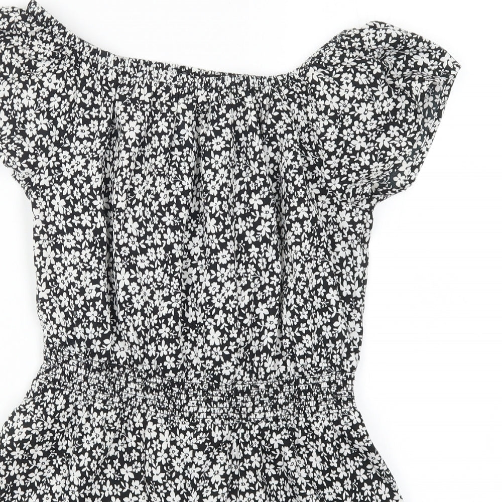 New Look Girls Black Floral  Playsuit One-Piece Size 11 Years
