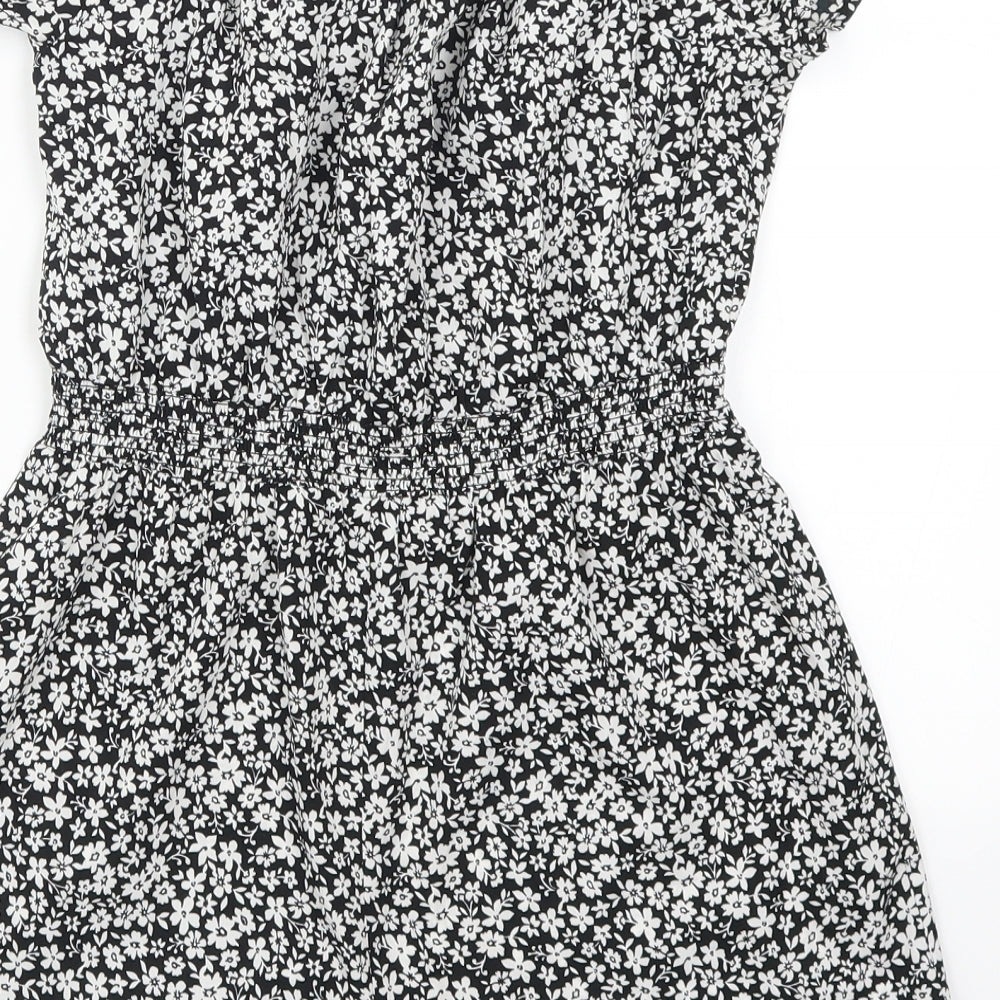 New Look Girls Black Floral  Playsuit One-Piece Size 11 Years