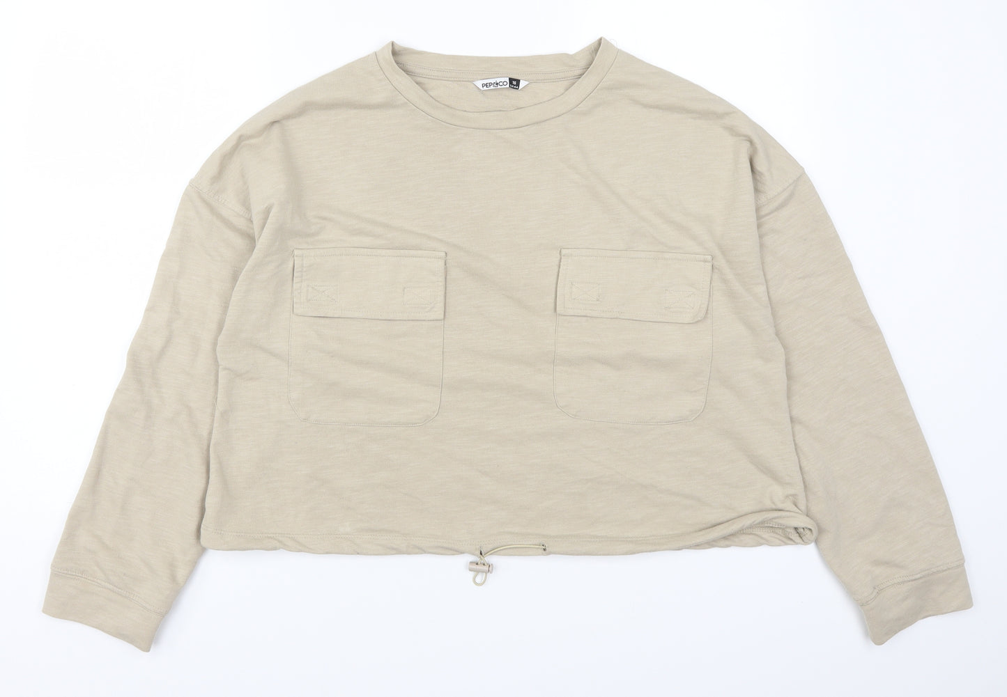 Pep & Co Womens Beige   Pullover Sweatshirt Size 16