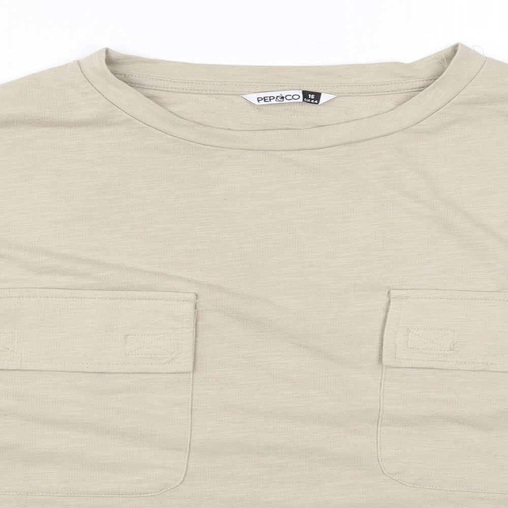 Pep & Co Womens Beige   Pullover Sweatshirt Size 16