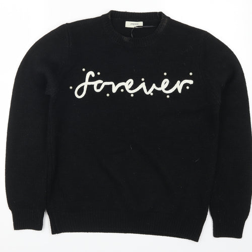 Papaya Womens Black  Knit Pullover Jumper Size S  - Forever
