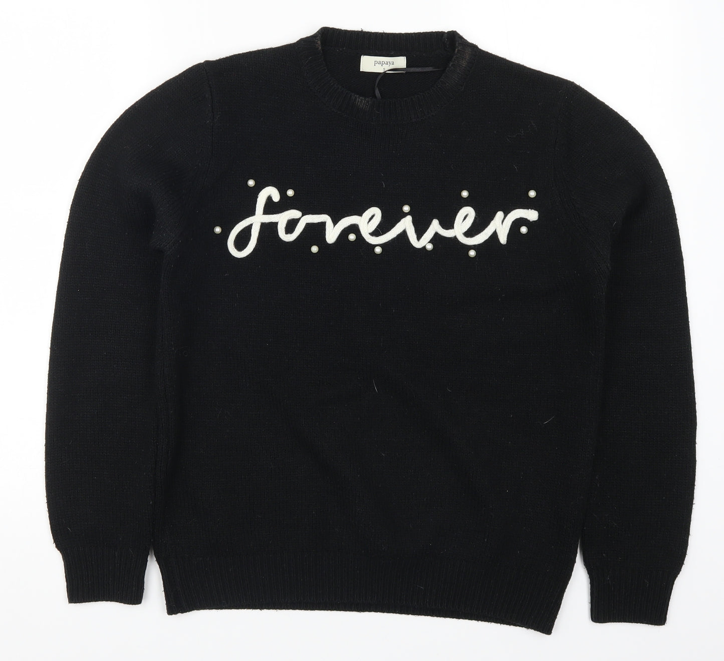 Papaya Womens Black  Knit Pullover Jumper Size S  - Forever