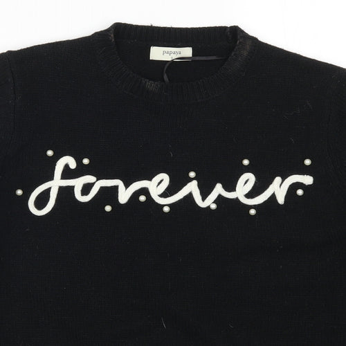 Papaya Womens Black  Knit Pullover Jumper Size S  - Forever