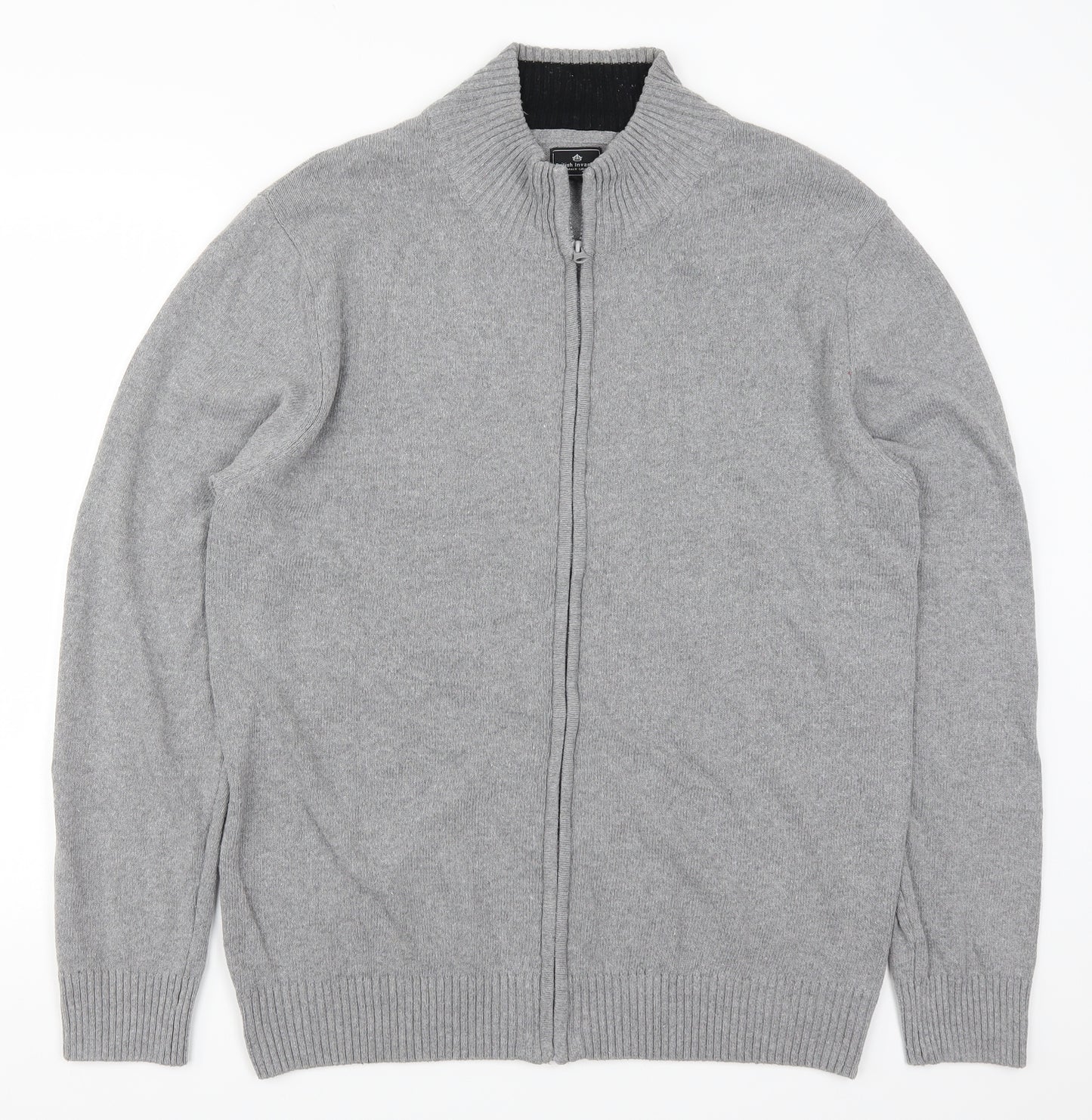 British Invasion Mens Grey   Full Zip Jumper Size 2XL