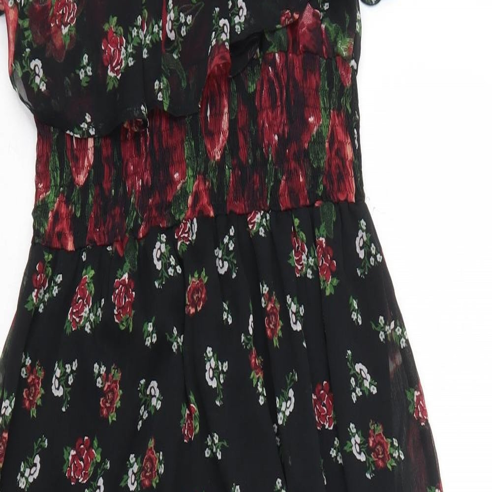 River Island Womens Black Floral  Maxi  Size 10  - Red Flowers